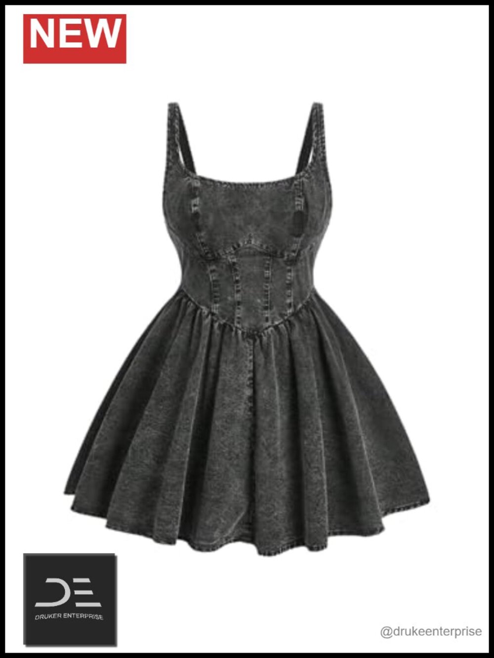 Plus Size Sleeveless Scoop Neck Mini Denim Dress with Back Zipper